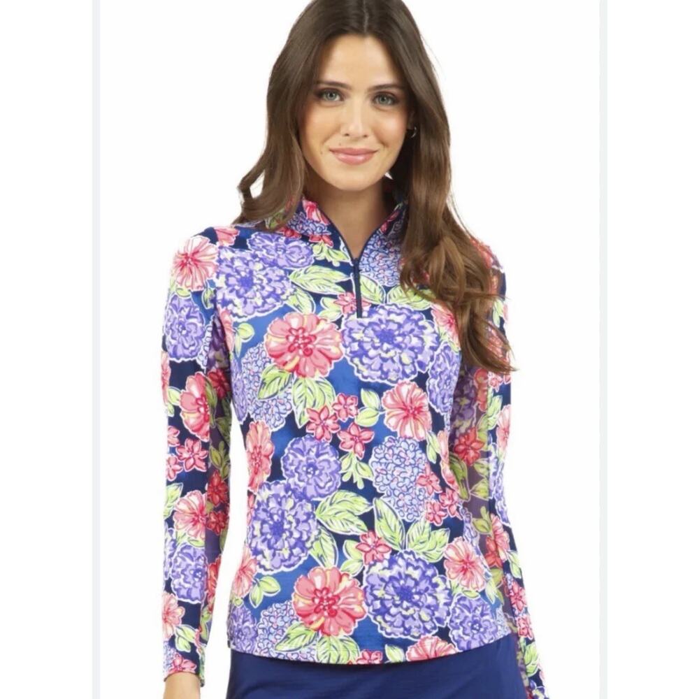 IBKUL Larisa 1/4 Zip XL Floral UPF 50 Quick Dry Cool Golf Outdoor Pickleball